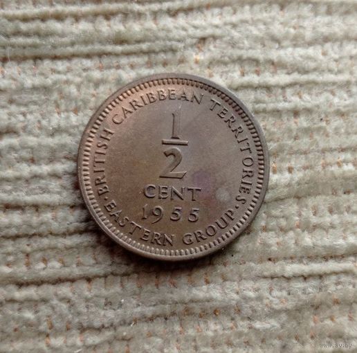 Werty71 Карибские острова 1/2 цента 1955 Елизавета 2 редкая Карибы