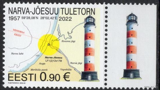 Эстония 2022. Маяк Нарва-Йыэсуу. Карта. 1 марка (868)