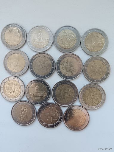 Сборный лот монет 2 евро.