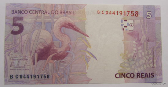 Бразилия 5 реалов 2010 г UNC.