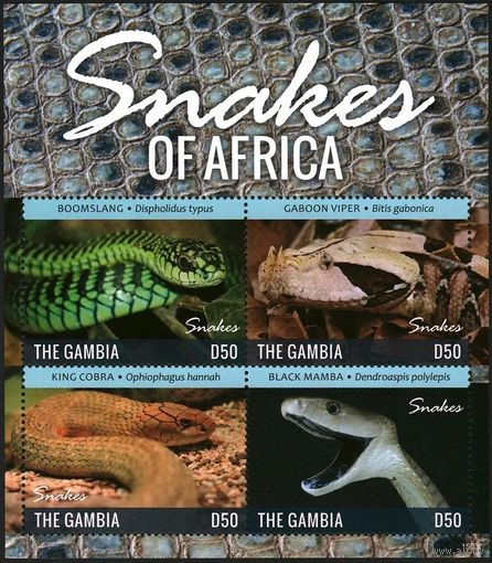 2014 Гамбия 7071-7074KL Рептилии - Змеи 11,00 евро
