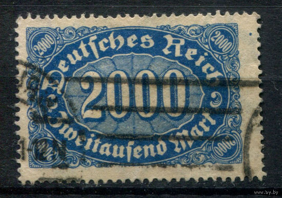 Веймарская Республика - 1922/23г. - цифры, 2000 M - 1 марка - гашёная. Без МЦ!