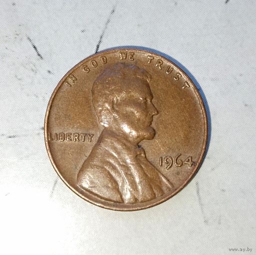 1 цент 1964 года США. Шикарная монета! Достойный сохран! В коллекцию!