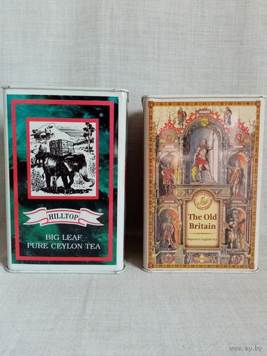 Большие жестяные банки от чая прошлых лет Старая Британия Hilltop Хилтоп