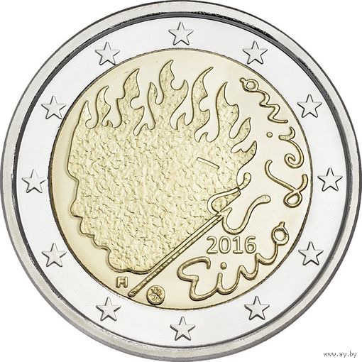 2 Евро 2016 Финляндия 90 лет Эйно Лейно UNC из ролла