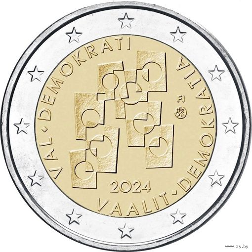 2 Евро Финляндия 2024 Выборы как основание демократии UNC из ролла