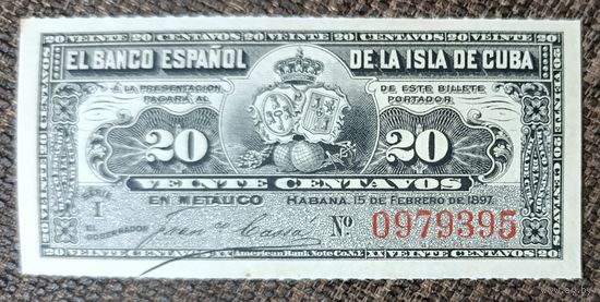 20 сентаво 1897 года - Куба - UNC