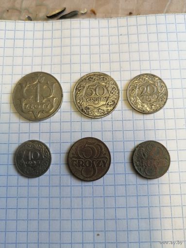 Монеты Польши 6 шт., одним лотом. Старт с 2-х рублей. Смотрите другие лоты много интересного.