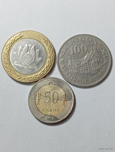 Лот монет Азия . С рубля .