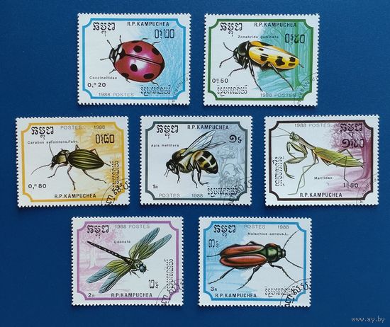 Кампучия.1988.Насекомые (полная серия 7 марок)