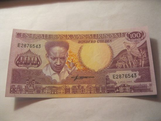 Суринам 100 гульденов 1,07,1986