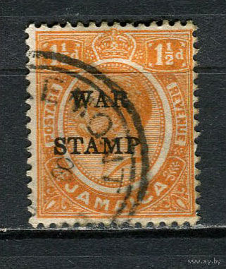 Британские колонии - Ямайка - 1916 - Король Георг V 1 1/2P с надпечаткой WAR STAMP. - [Mi.71I] - 1 марка. Гашеная.  (Лот 16HM)-T2P5
