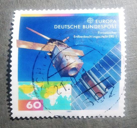 Марка Германия 1991 год Спутник
