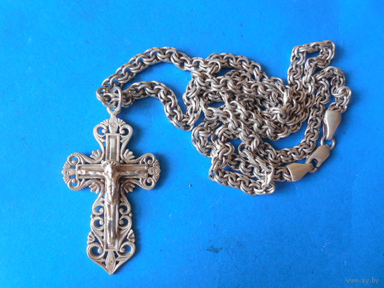 Крест с цепочкой. Серебро.