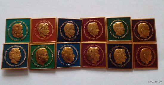 Значки.Комплект всех чемпионов мира по шахматам.12 шт.