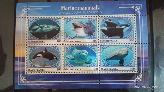 Блок  РЫБЫ МОРСКИЕ ОБИТАТЕЛИ ФАУНА   MNH