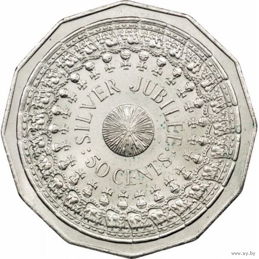 Австралия 50 центов 1977 25 лет правлению Королевы Елизаветы II UNC