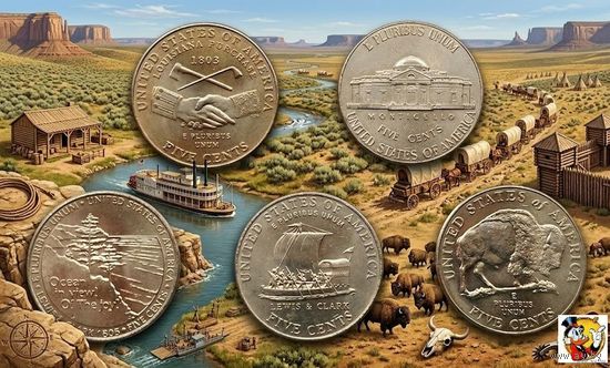 США 5 центов Освоение Дикого Запада. Бизон. Франклин Бенджамин. UNC. Сторгуй за свою цену, предложи обмен!