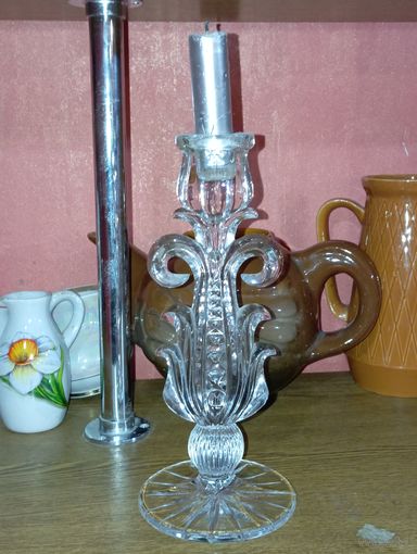 Винтажный хрустальный подсвечник .