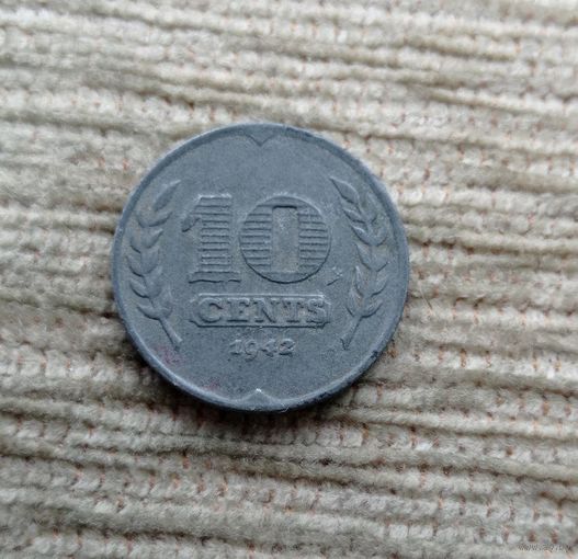 Werty71 Нидерланды 10 центов 1942 Тюльпаны