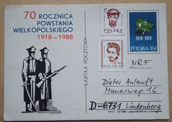 70 лет Великопольскому восстанию. Польша. 1988 г. Подписана.