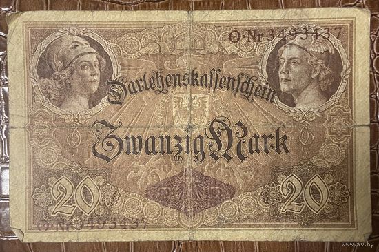 Банкнота 20 марок 1914 год. Германская империя.