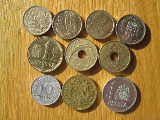 10 разных монет Испании лот 2