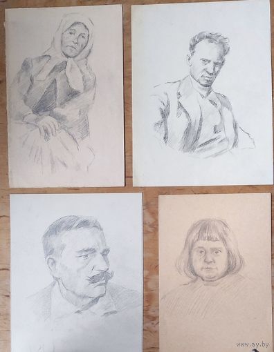 Крохалев Петр. Рисунки. 4 шт. 13(16)х19(20) см. Бумага. карандаш. Цена за 1.