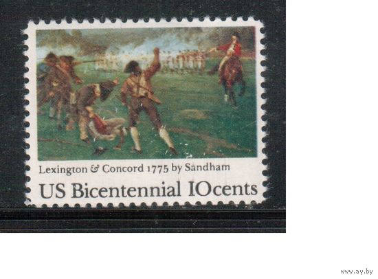США-1975, (Мих.1171) , ** , 200-лет независимости, Война, Живопись(одиночка)