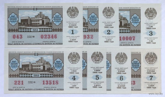 Лотерейный билет 1988 1,2,3,4,5,6,7 выпуск