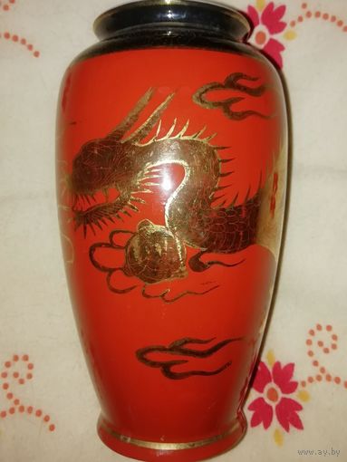 Японская ваза Золотой дракон. Фарфор. 15 см.