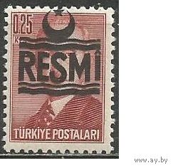 Турция. И.Инёню. 2-й Президент. Надпечатка герб. Доплатная марка. 1951г. Mi#17.