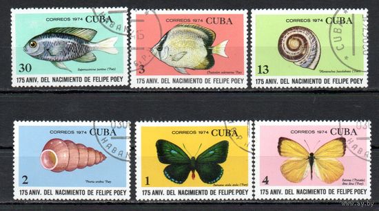 175-летие со дня рождения натуралиста Филиппа Роеи Куба 1974 год серия из 6 марок