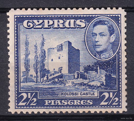 106.BrK. Великобритания. Колонии. Кипр. Георг VI. Архитектура и пейзажи. 1938 г. 2 1/2P. Mi.#145.
