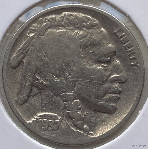 США 5 центов 1937 г. Бизон. В холдере