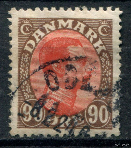 Дания - 1918/20г. - король Кристиан X, 90 О - 1 марка - гашёная [Mi 108]. #3-WB-91-KS-8