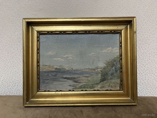 Старинная картина. Холст, масло. Европа. 1916 г. Р-р: с рамой 38 х 28 см. без рамы 28 х 19 см.