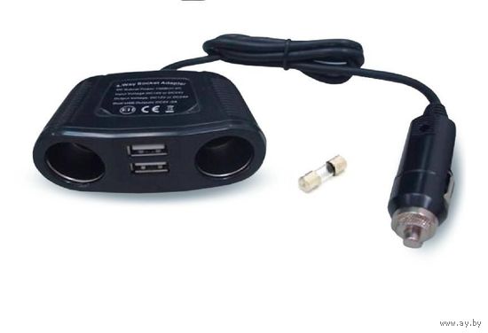 Разветвитель прикуривателя 12/24 (на 2 выхода+2USB) AVS CS220U 2000mAh.!