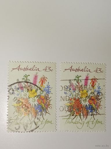 Австралия год 1990.  Цветочный букет, символизирующий добрые пожелания.