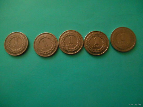 Польша. 1 злотый. 1990,1994,1995,2015,2020 гг
