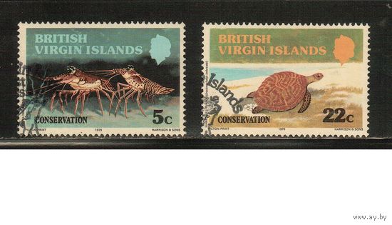 Виргинские острова-1979(Мих.348,350) , гаш. , Морская  Фауна,   Раки, Черепахи