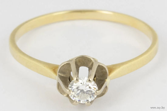 Рождественский подарок.Kольцо с бриллиантом 0.26 ct 3.9 mm диаметр отличные цвет-качество не ниже 4\3 14 каратное 585 золото каст из белого золота