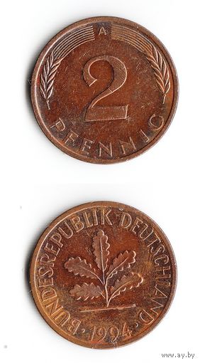 2 пфеннига Германия 1994 года(A)