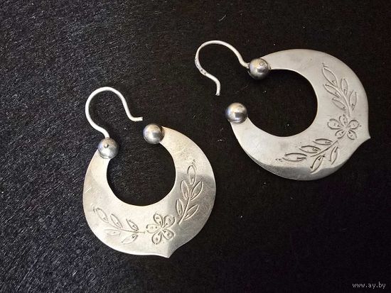 Старинные серьги "Лунница" серебро