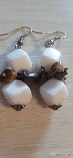 Серьги.агат+тигровый глаз.