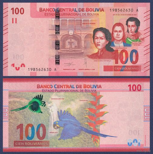 Боливия, 100 боливиано 1986 (2019) г., P-W251 (серия А), UNC