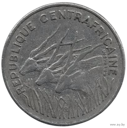 ЦЕНТРАЛЬНОАФРИКАНСКАЯ РЕСПУБЛИКА. ЦАР. 100 ФРАНКОВ 1972. ФАУНА.  АНТИЛОПЫ. РЕДКОСТЬ