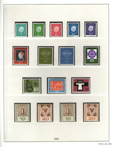 Западная Германия(ФРГ).ПОЛНЫЙ КОМПЛЕКТ ЧИСТЫХ МАРОК 1959 ! Оценочная стоимость более 70 евро!