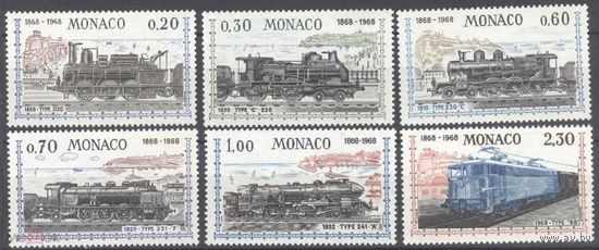 МОНАКО.1968. ТРАНСПОРТ. ПАРОВОЗЫ. ПОЕЗДА