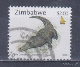 [903] Зимбабве 2000. Фауна.Рептилии.Крокодил. Гашеная марка.